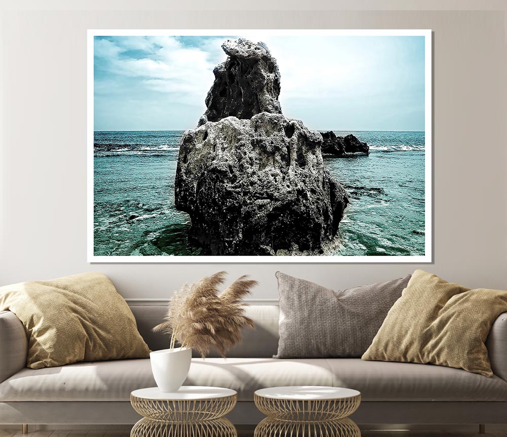 Big Rock Denia Beach Spain Print Poster Wall Art