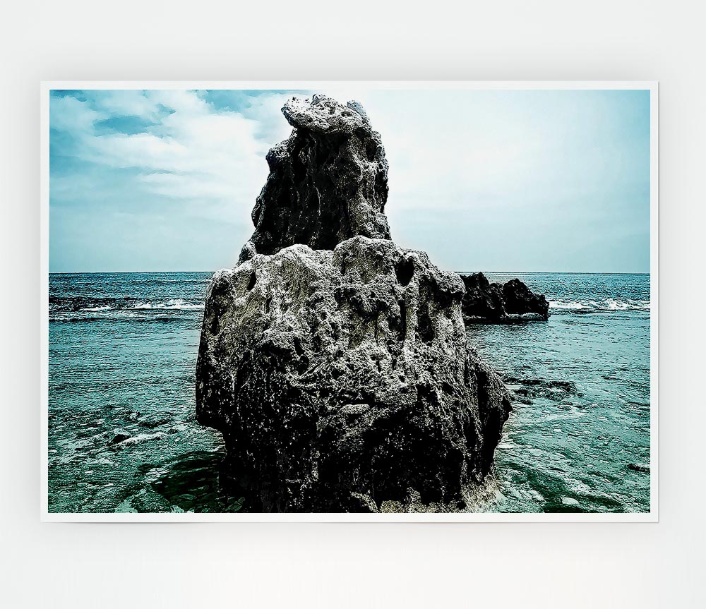 Big Rock Denia Beach Spain Print Poster Wall Art