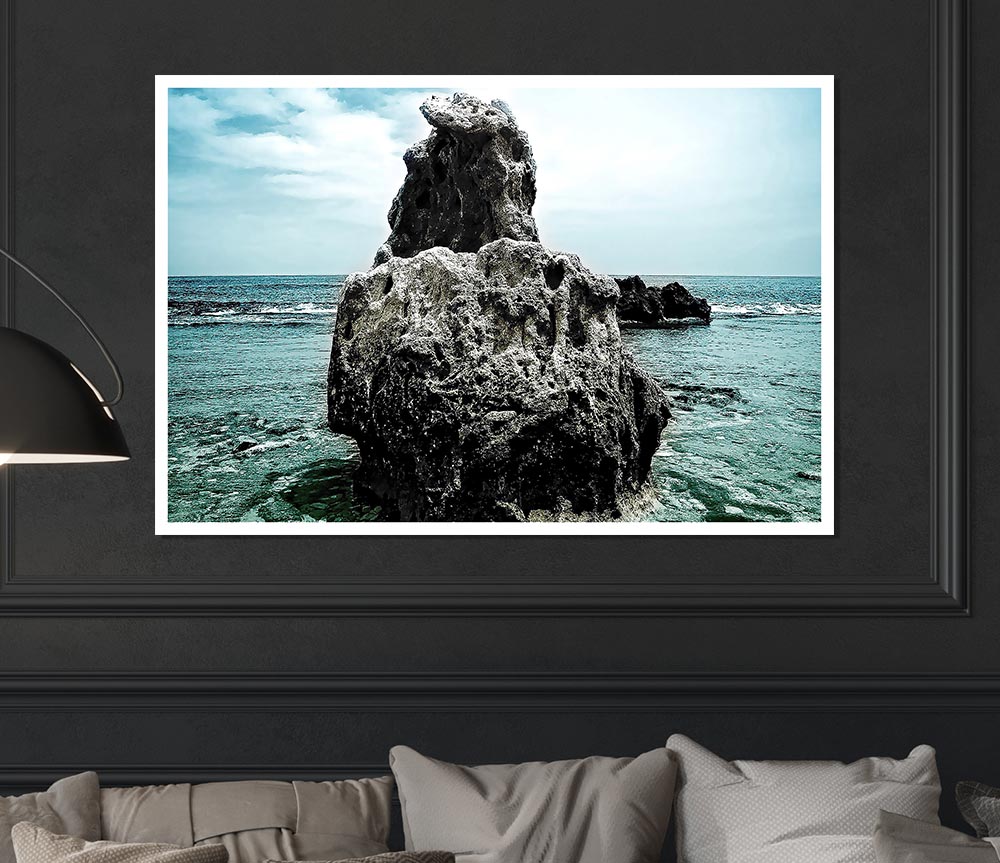 Big Rock Denia Beach Spain Print Poster Wall Art