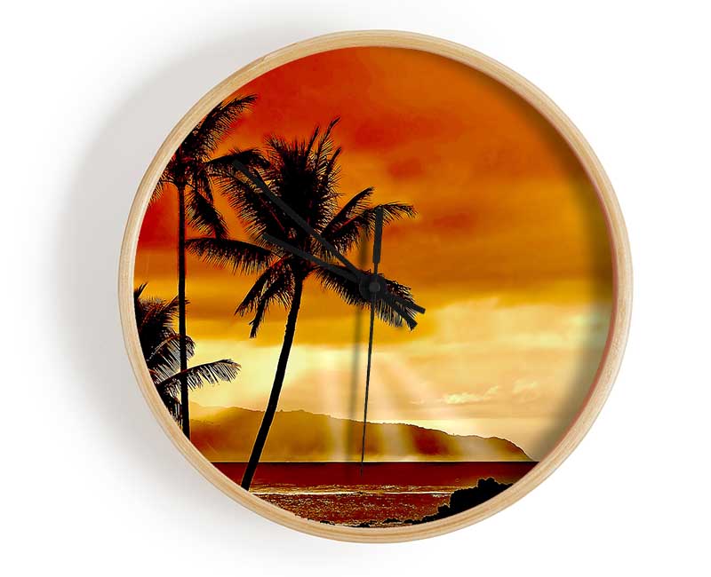 Sunset In The Tropics Clock - Wallart-Direct UK