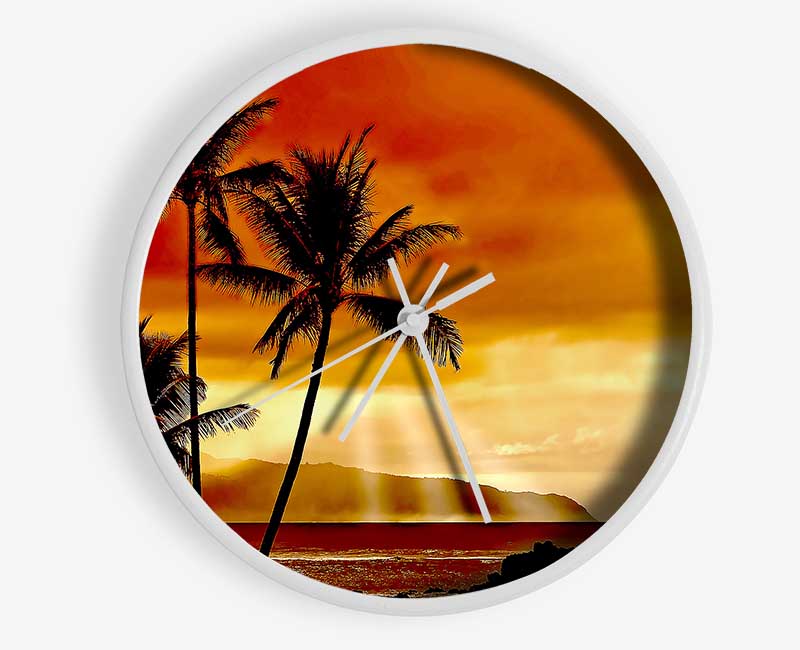 Sunset In The Tropics Clock - Wallart-Direct UK