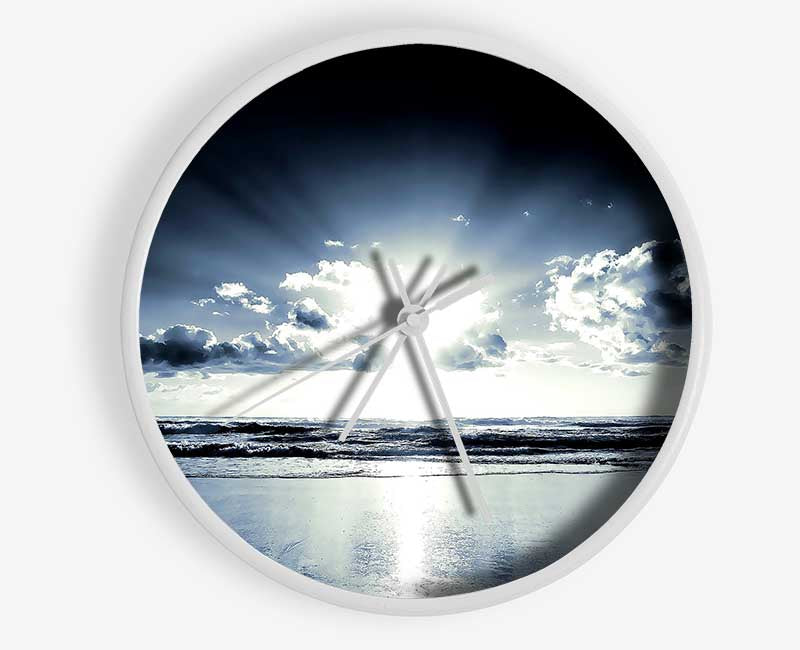 Blue Sunshine On The Beach Clock - Wallart-Direct UK