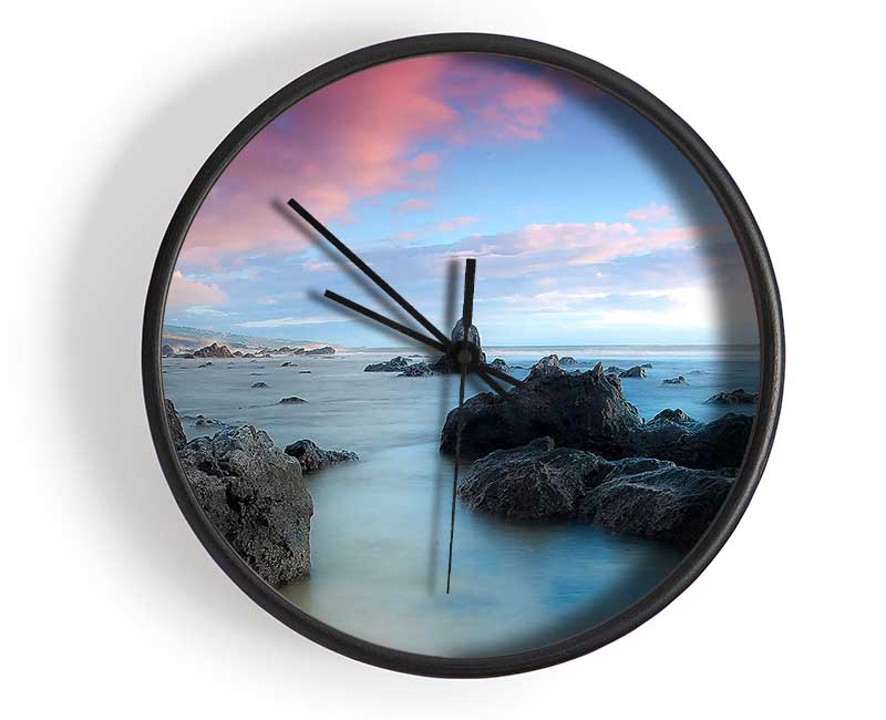 Pink Clouds Over The Morning Ocean Clock - Wallart-Direct UK