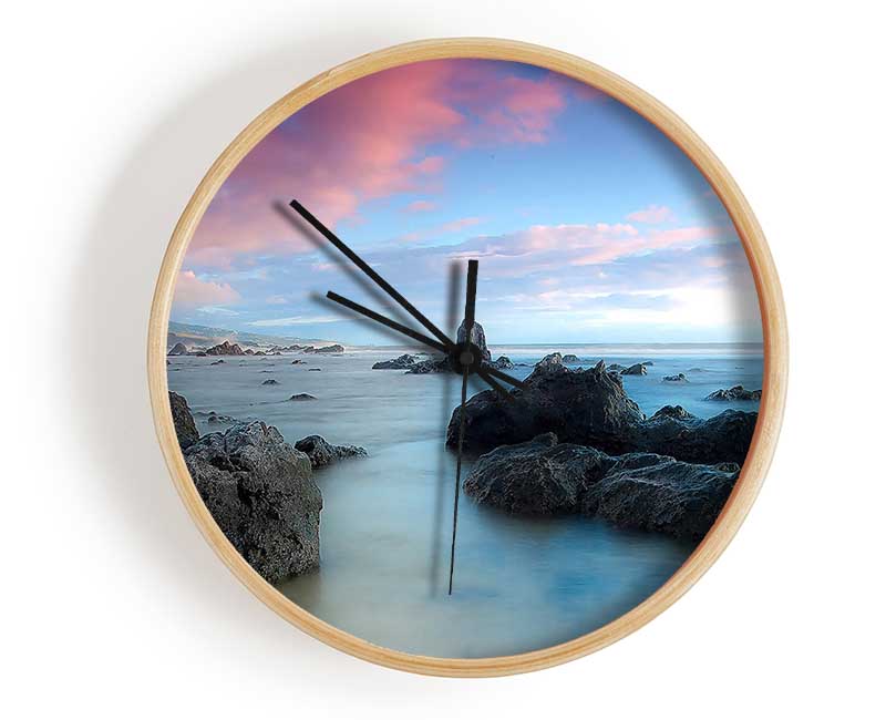 Pink Clouds Over The Morning Ocean Clock - Wallart-Direct UK