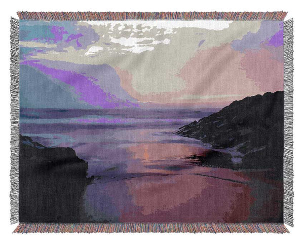 Sunset At Aberavon Beach Woven Blanket