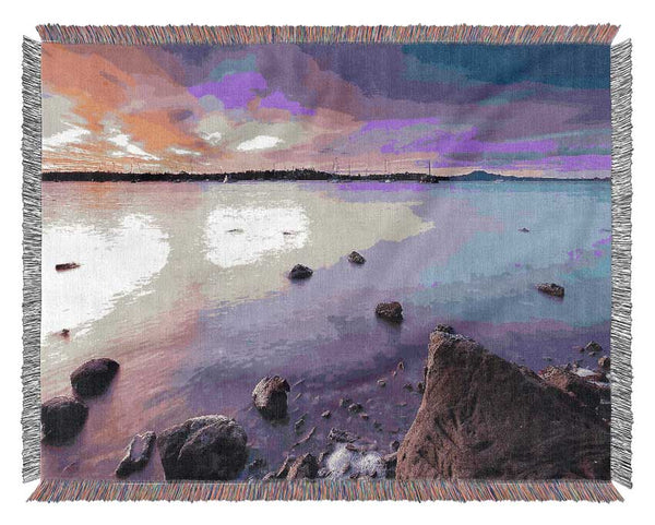 Half Moon Bay Sunset Woven Blanket