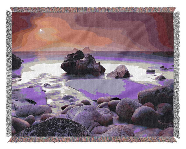 Lilac Beach Rocks Woven Blanket