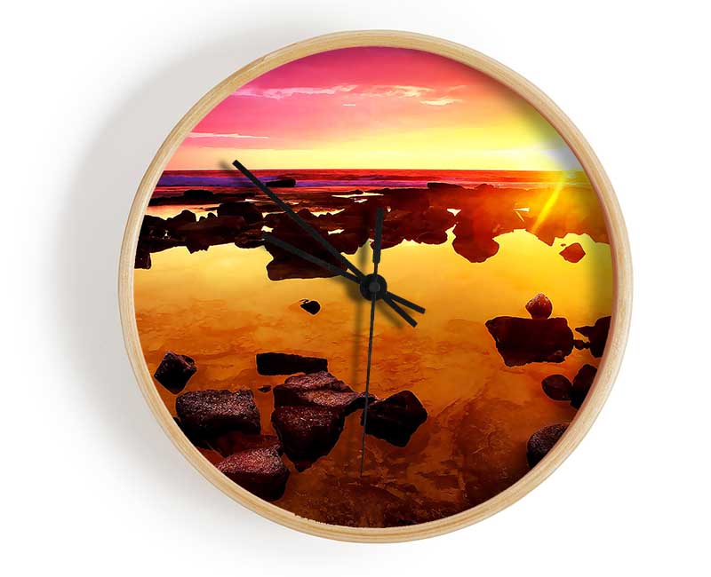 Beautiful Orange Rocky Skies Clock - Wallart-Direct UK