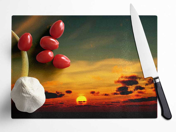 Beautiful Sunset Moon Glass Chopping Board