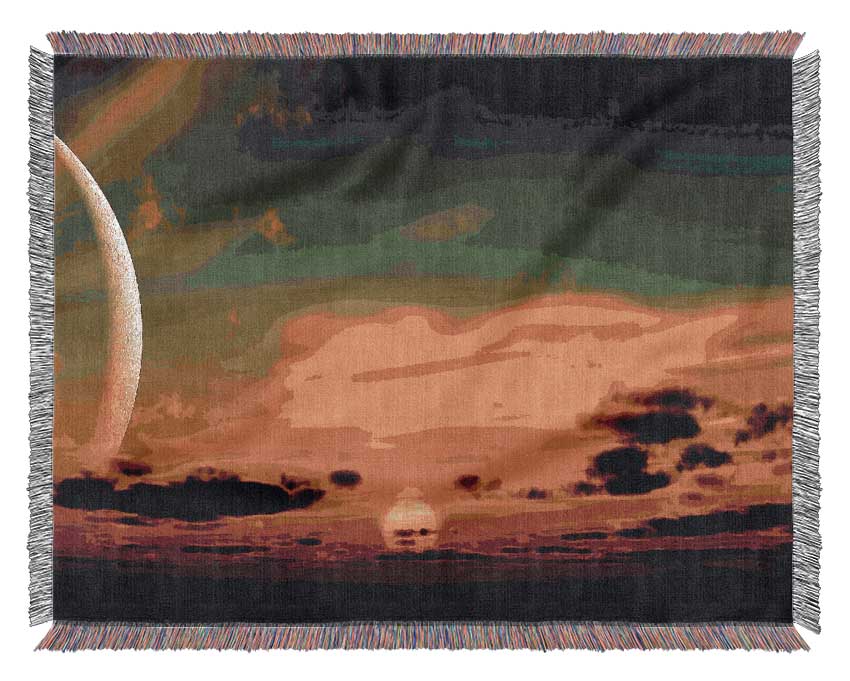 Beautiful Sunset Moon Woven Blanket