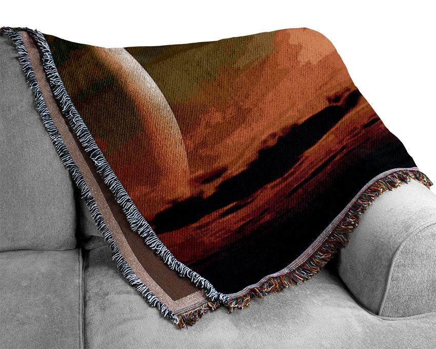 Beautiful Sunset Moon Woven Blanket