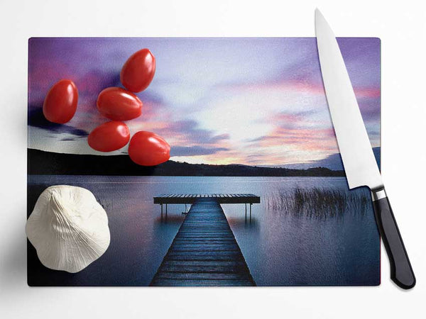 Dusk On The Dock Glass Chopping Board