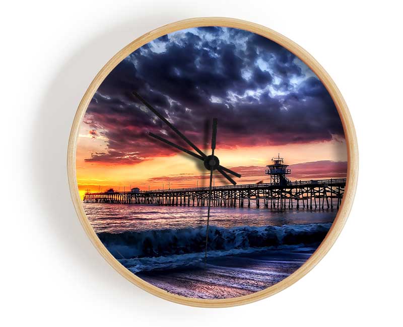 Pier Sunset Ocean Clock - Wallart-Direct UK