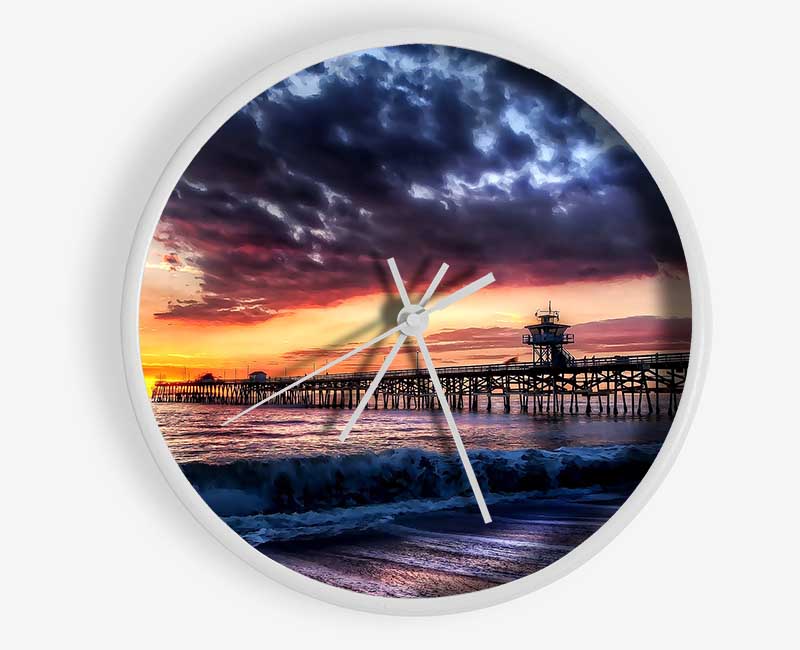 Pier Sunset Ocean Clock - Wallart-Direct UK