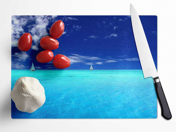 Ocean Sailboat Duo Glass Chopping Board