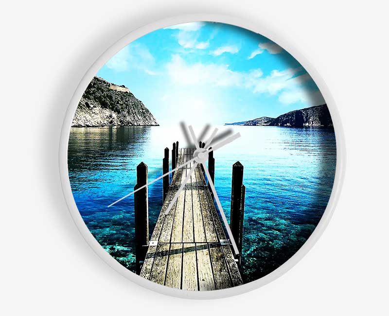 The Old Boat Dock Ocean Clock - Wallart-Direct UK