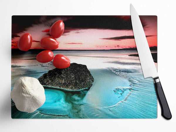 Swell Around The Rocky Ocean Glass Chopping Board