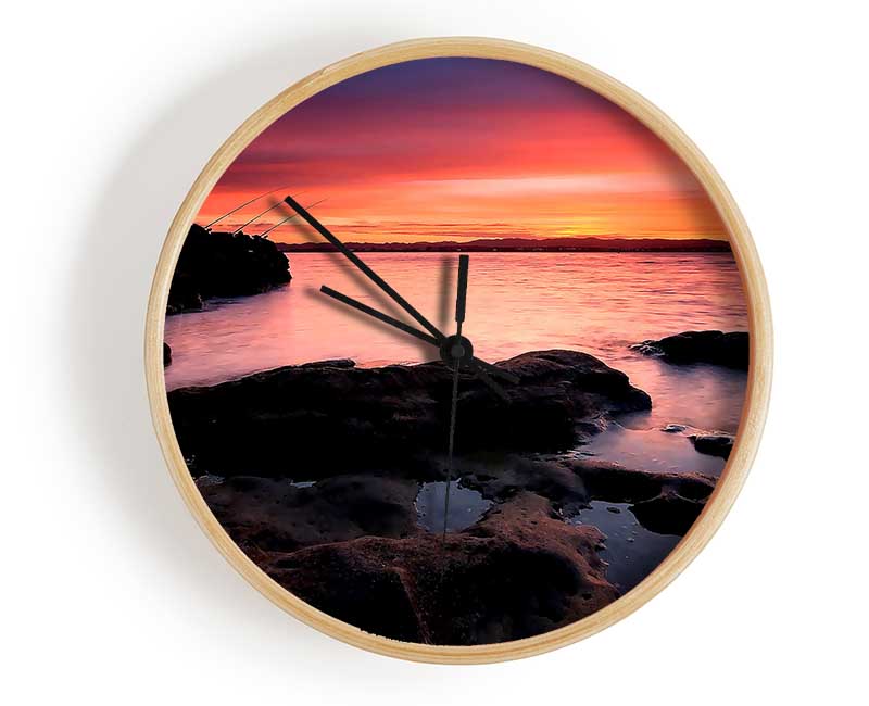 Fishing At Dusk Clock - Wallart-Direct UK