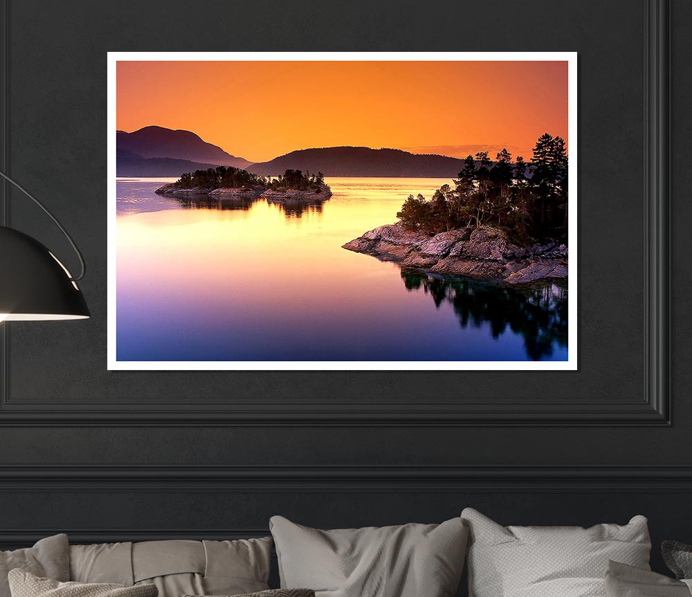 Islands At Dusk Print Poster Wall Art