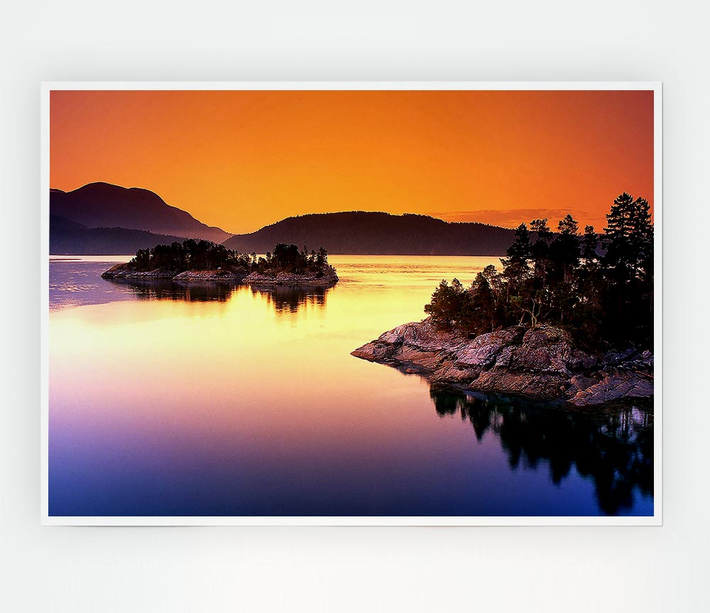 Islands At Dusk Print Poster Wall Art