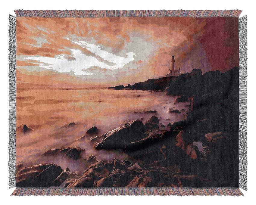 Lighthouse Sunset Woven Blanket