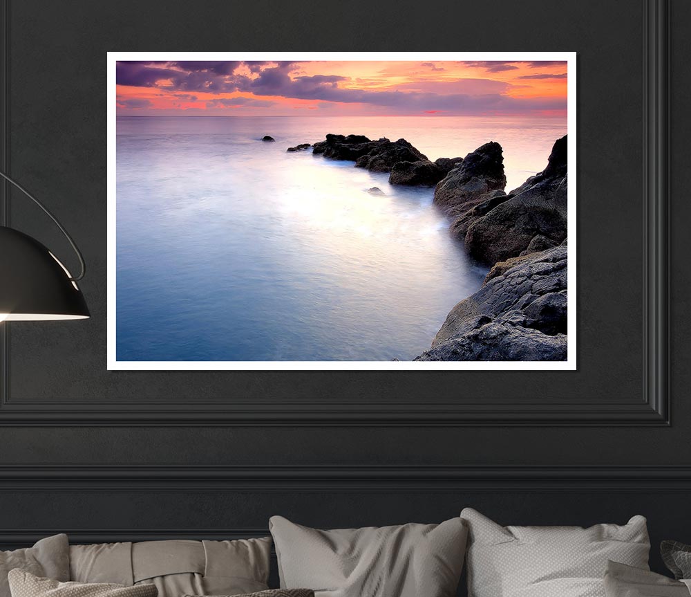 Beautiful Serene Ocean Rocks Print Poster Wall Art