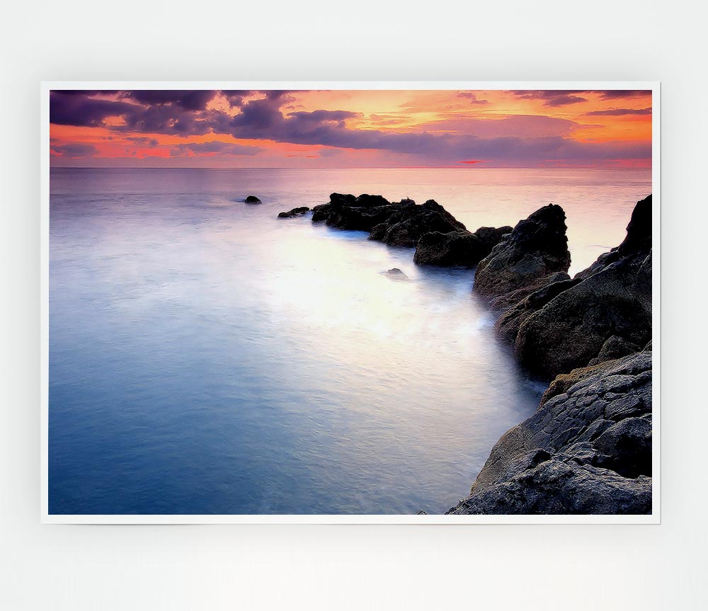 Beautiful Serene Ocean Rocks Print Poster Wall Art