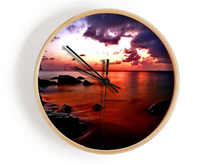 Ocean Red Clock - Wallart-Direct UK