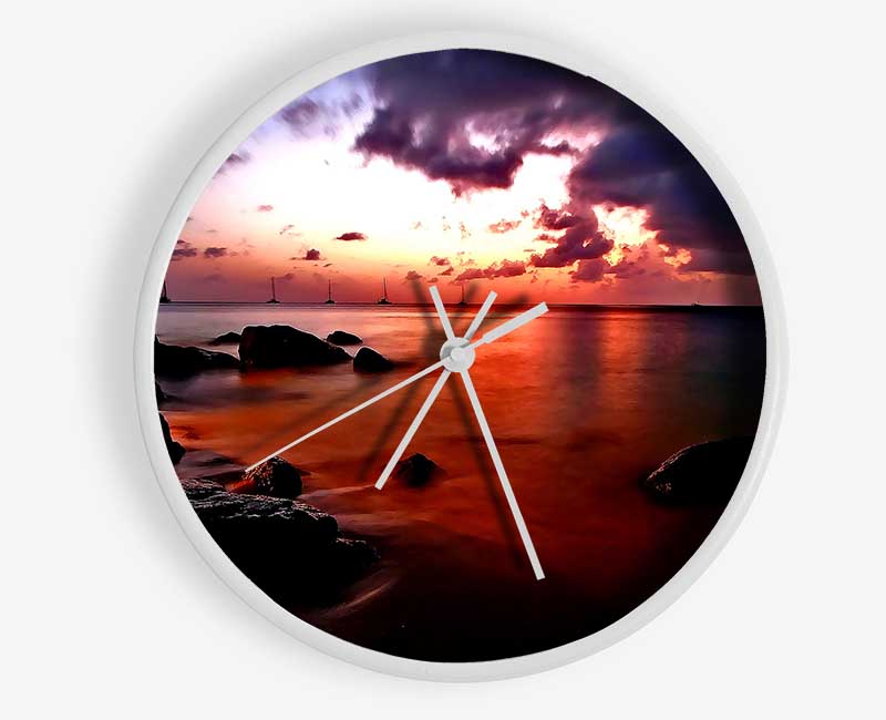 Ocean Red Clock - Wallart-Direct UK