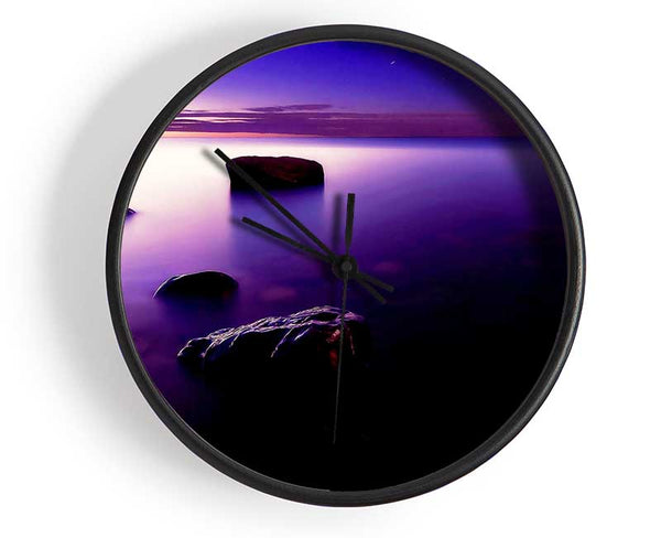 Foggy Purple Shore At Sunset Clock - Wallart-Direct UK