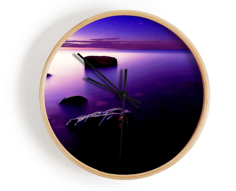 Foggy Purple Shore At Sunset Clock - Wallart-Direct UK