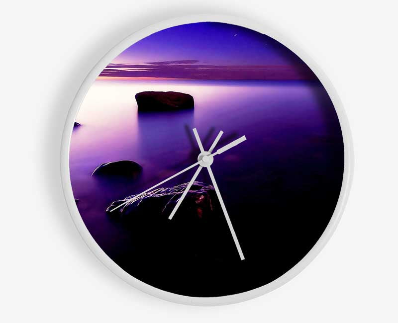 Foggy Purple Shore At Sunset Clock - Wallart-Direct UK