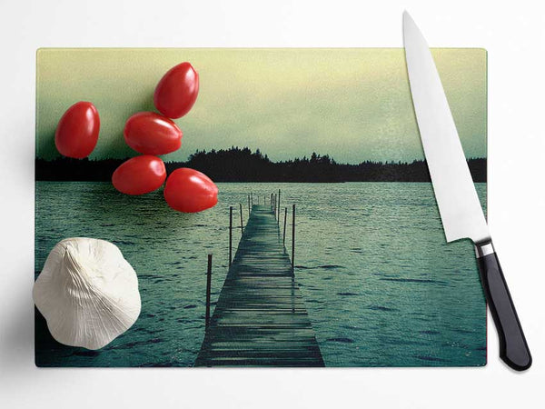 Long Green Jetty Glass Chopping Board