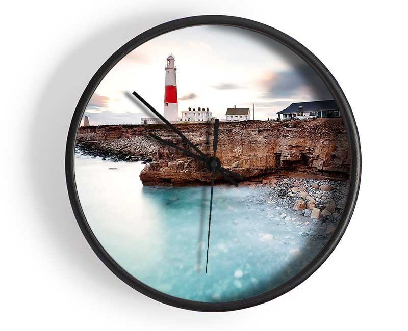 Lighthouse Ocean Rocks Clock - Wallart-Direct UK