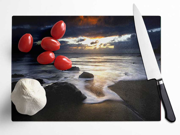 Beautiful Beach Ocean As Dawn Breaks Glass Chopping Board