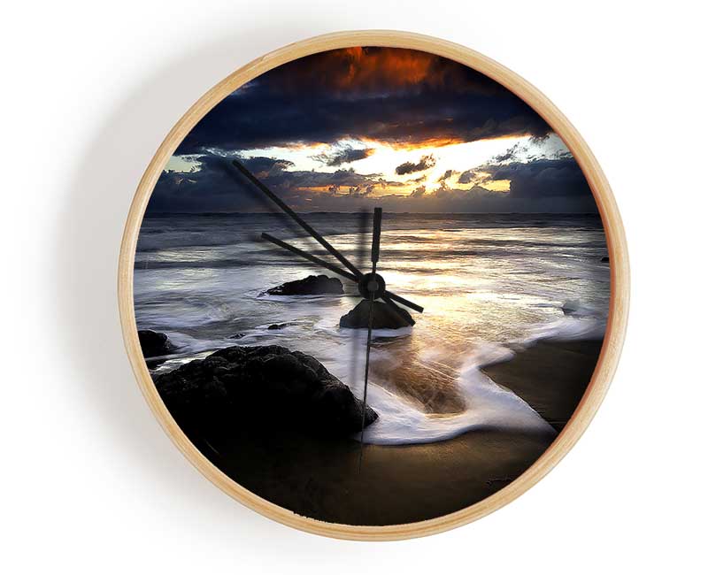 Beautiful Beach Ocean As Dawn Breaks Clock - Wallart-Direct UK