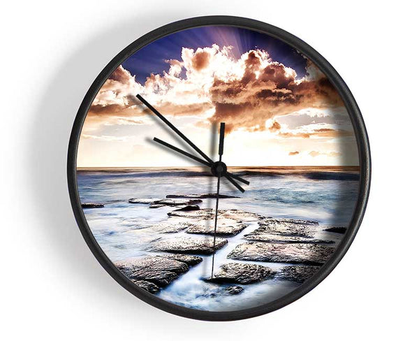 Ocean Shore Below The Clouds Clock - Wallart-Direct UK