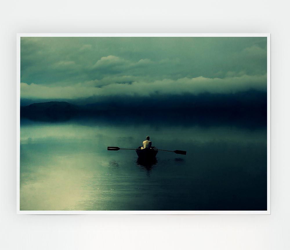 Boating At Dusk Print Poster Wall Art