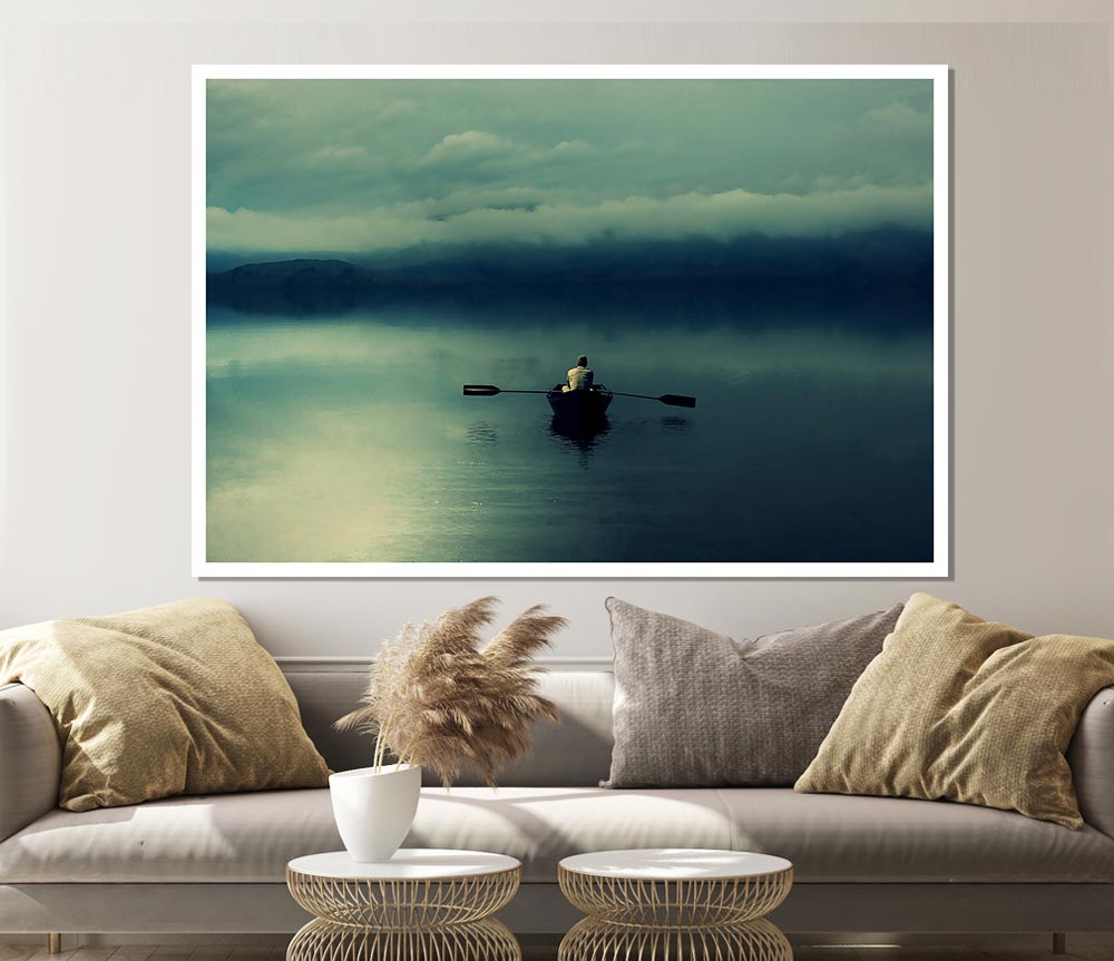 Boating At Dusk Print Poster Wall Art