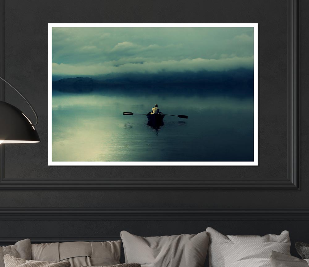 Boating At Dusk Print Poster Wall Art