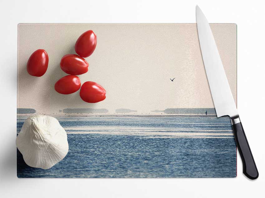 Morning Sea Bird Glass Chopping Board