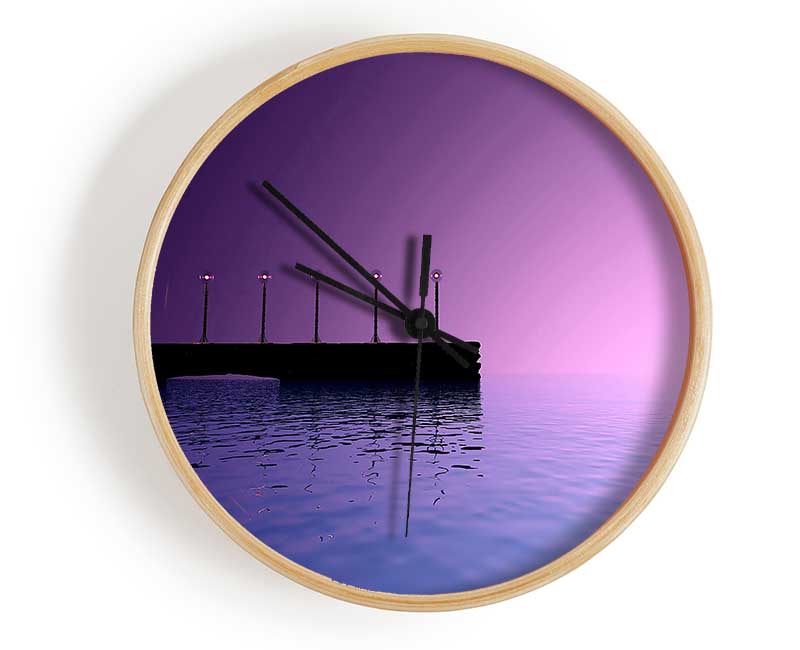 Purple Sky Pier Clock - Wallart-Direct UK