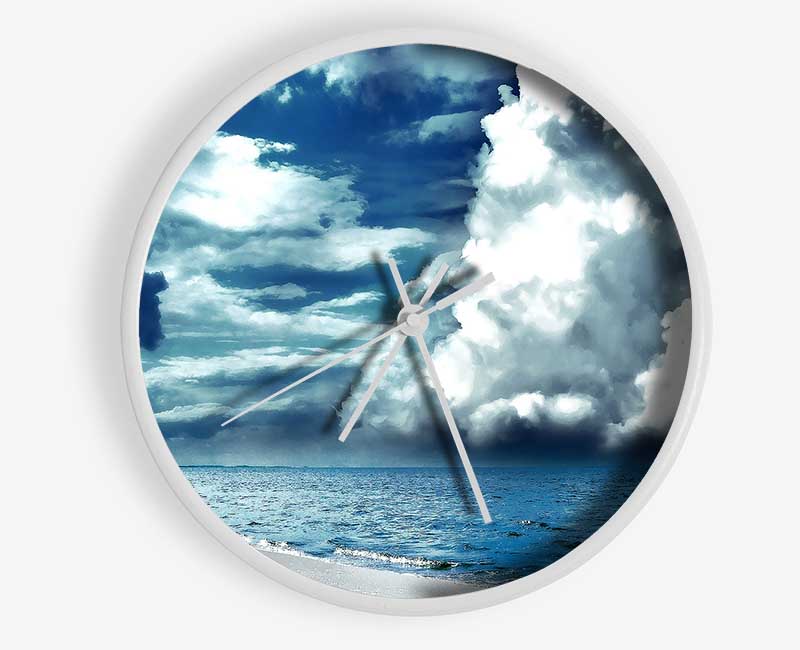 Cloudy Sky Seaside Clock - Wallart-Direct UK