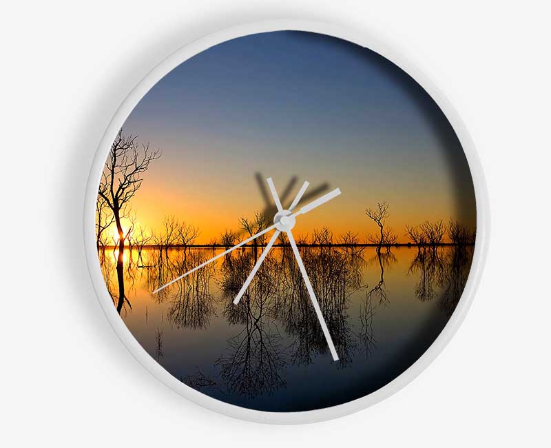 Beautiful Reflections Of The Winter Trees Clock - Wallart-Direct UK