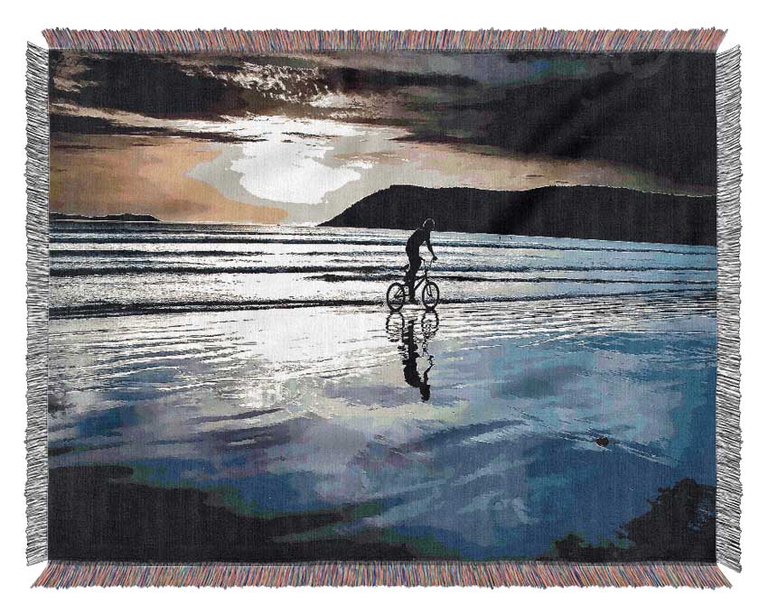 Beach Bike Ride Woven Blanket