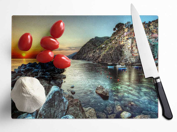 Coastal City Ocean Glass Chopping Board