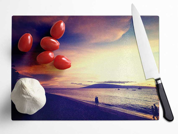 Lovers Beach Promenade Glass Chopping Board