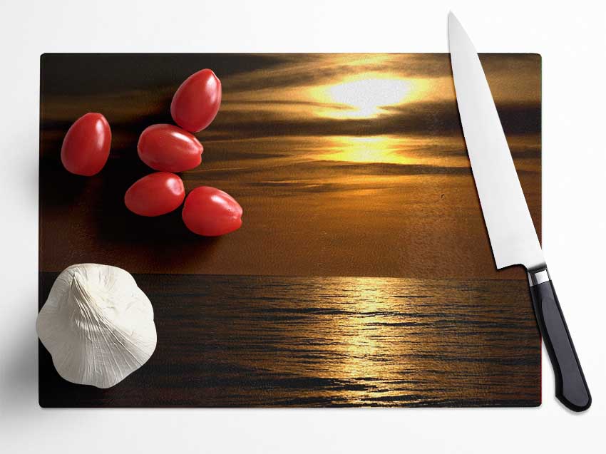 Dark Sunset Beach Glass Chopping Board