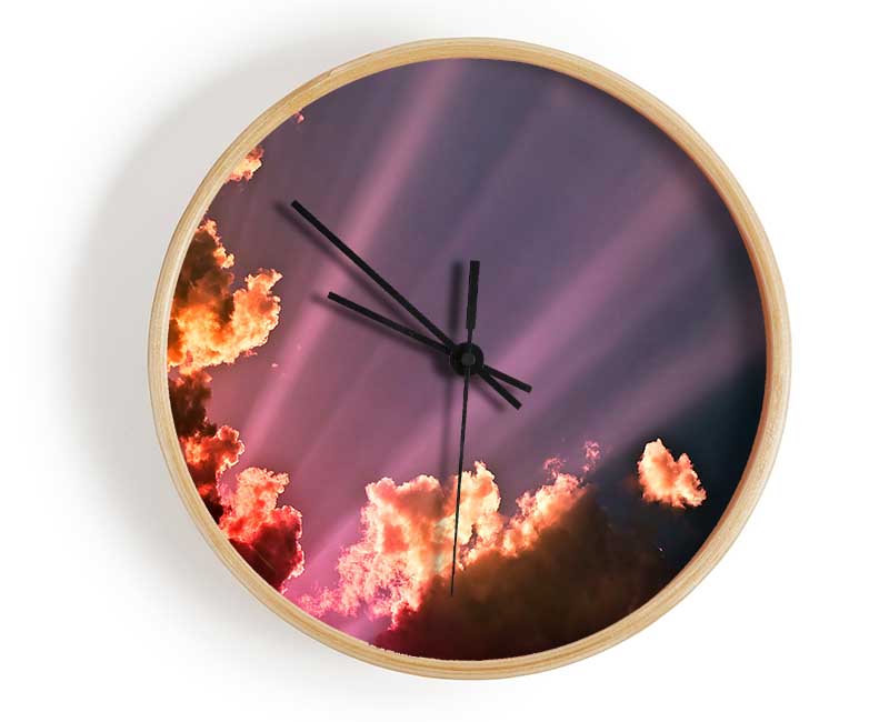 Colourful Clouds Above The Ocean Clock - Wallart-Direct UK