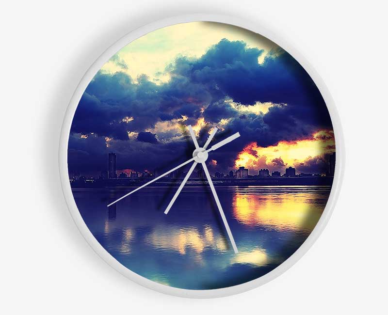 As The Sunset Beaks Through Over The City Clock - Wallart-Direct UK